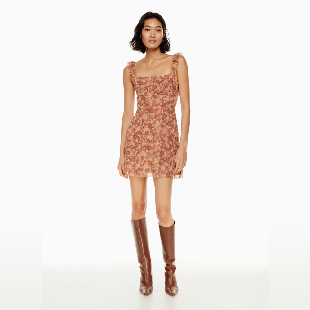 Aritzia Wildred Fete Dress in Maplewood/Rosy Red